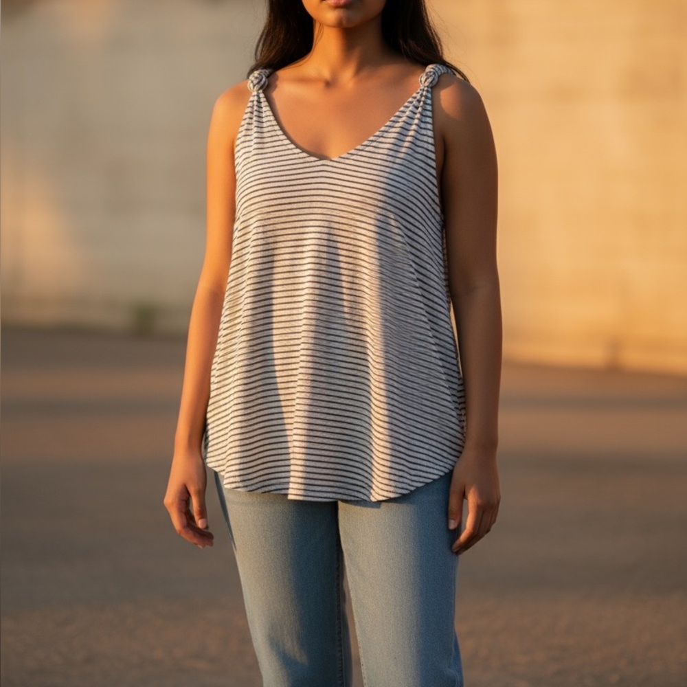 Old Navy Women's Tank Top - Blue and White Stripes